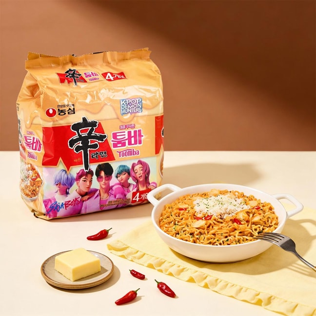 Kpop Demon Hunters Shin Ramyun Toomba Spicy Creamy Stir Fry Ramen ,19.3 oz 【Netflix Limited Edition】【Package varies】
