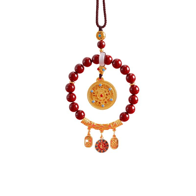 【中国直邮】 普陀山 2026新款招财 辟邪平安已祝福挂饰 五福圆满罗盘牌 8cm