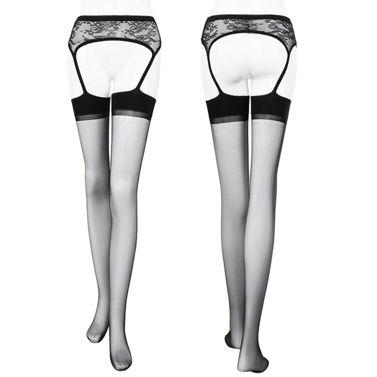 Bella's Fantasy Premium 3D Sheer Thigh High Stockings With Gothic Lace Trim Garter Belt Black - Yami.com Bella's Fantasy Premium 3D Sheer Thigh High Stockings With Gothic Lace Trim Garter Belt Black - Yami.com