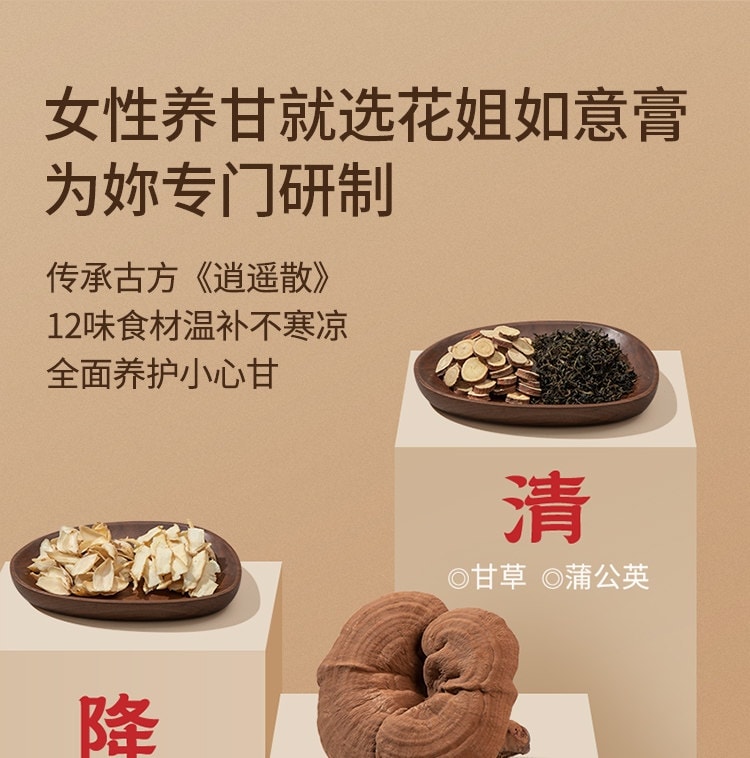 【中国直邮】 花姐食养 花姐如意膏 灵芝佛手膏桑葚香橼蒲公英养护舒甘熬夜气色差冲泡食用 225g/盒