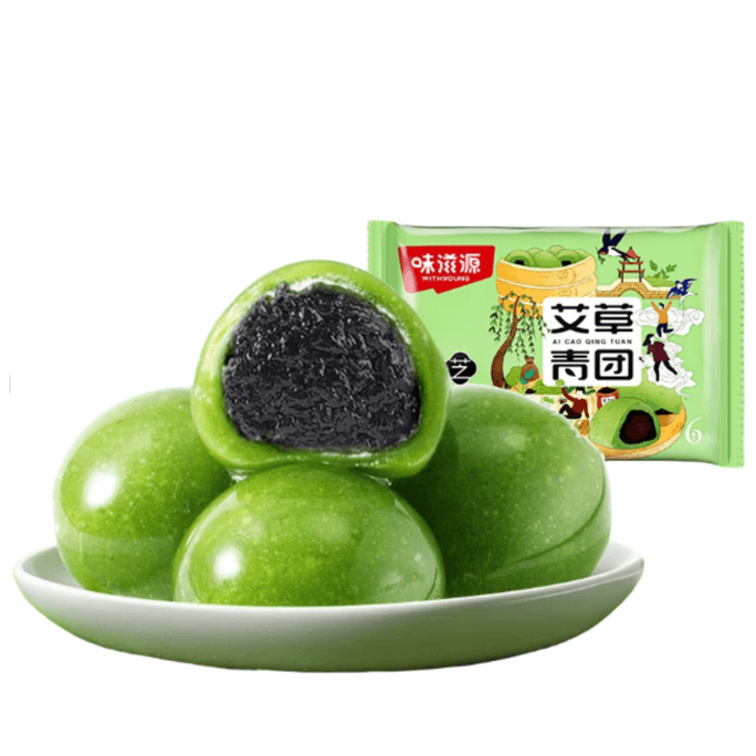 【中国直邮】 味滋源 艾草青团江南特产黑芝麻味点心糯叽叽清明果糕点零食6枚*1袋