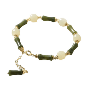 Natural Hetian Jade Olive Jade Bracelet New Chinese Style Chinese Style Hetian Jade Strings