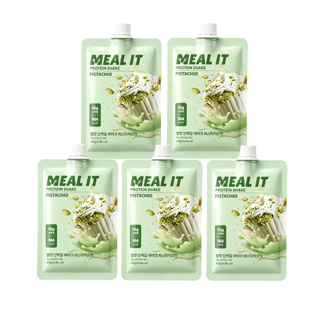 【韓国直送】MEAL IT 高タンパク質・低カロリー 食事代替シェイク ピスタチオ風味 40g×5袋