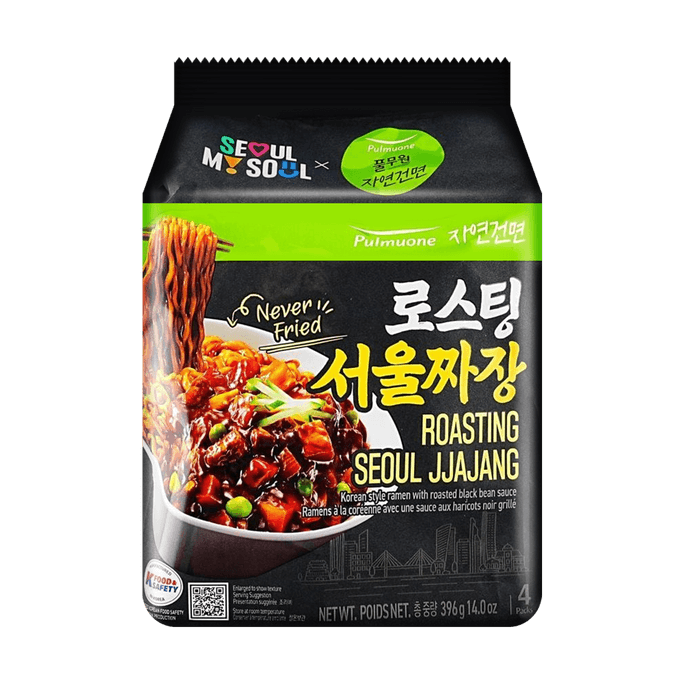 Seoul My Soul Ramyeon - Roasting Seoul Jjajang , Korean Style Ramen With Roasted Black Bean Sauce , 4 Packs , 14 oz