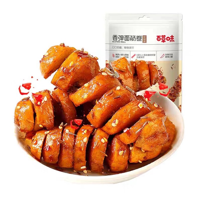 Baicao flavored elastic gluten rolls barbecue flavor casual nostalgic snack braised dried tofu dried tofu vegetarian internet celebrity 135g*2