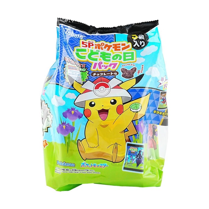 日本TOHATO桃哈多×POKEMON 巧克力可可脆餅乾 兒童節零食禮包 5包入 80g【寶可夢IP聯名】【動漫好物】