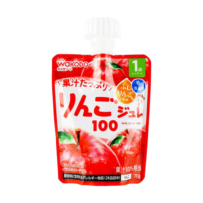 日本WAKODO和光堂 果凍泥吸吸樂 乳酸菌飲料 100%蘋果口味 70g 適合1歲+