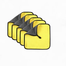 Fashionista コーラルフリース 吸水性 糸くずが出ない 洗車タオル 頭拭きタオル 大判 厚手 イエロー ブラック 30x30cm 5枚