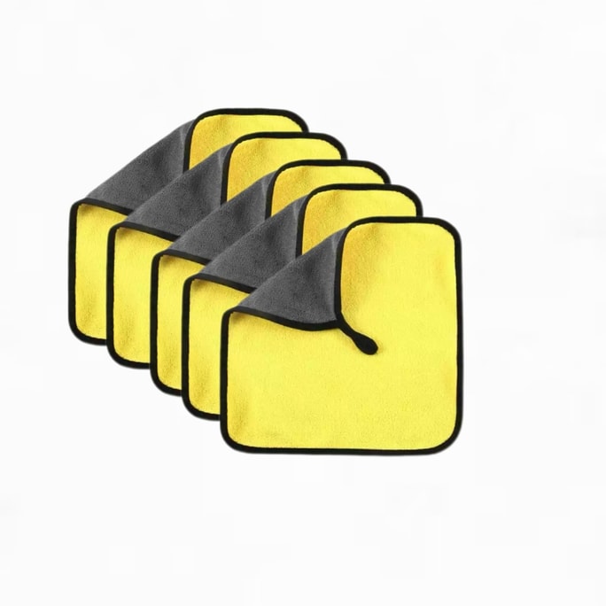 Soft Microfiber Absorbent Quick Dry Car Washing Towel Multi-Purpose Yellow And Black Color 30X30cm Pack Of 5