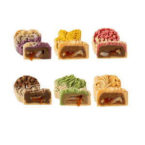 Halal Peach‑Skin Snow‑Skin Mooncake, Magic‑Color Custard Tea Lava, Holiday Gift, 6 Pcs*1 Set