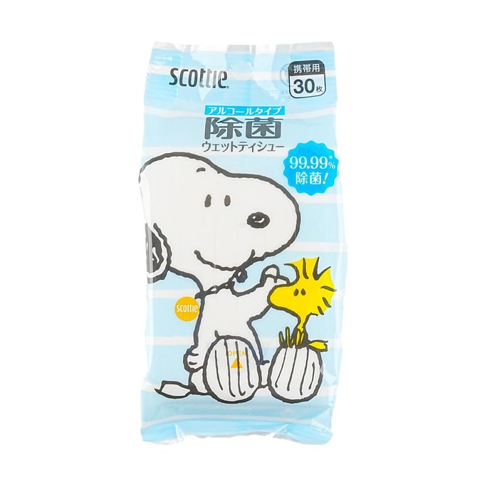 Disinfectant Wet Wipes with Alcohol Snoopy 30 Sheets