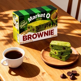 韩国ORION好丽友 Market O 布朗尼 抹茶味 含巧克力脆粒 12枚入 240g【早餐下午茶蛋糕点心】