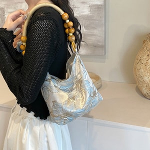 [중국 직배송] HSPM 레트로 신상 중국풍 우아한 숄더백, 세련되고 독특한 디자인, 블루 색상, 1개