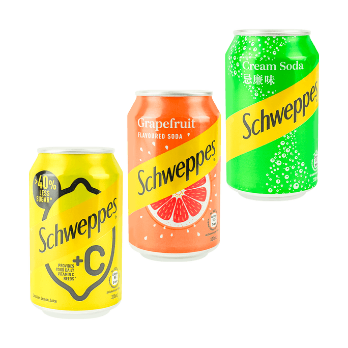 【밸류 팩】3가지 맛 소다 모음 - 레몬, 자몽 & 크림, 3캔* 11.15fl oz