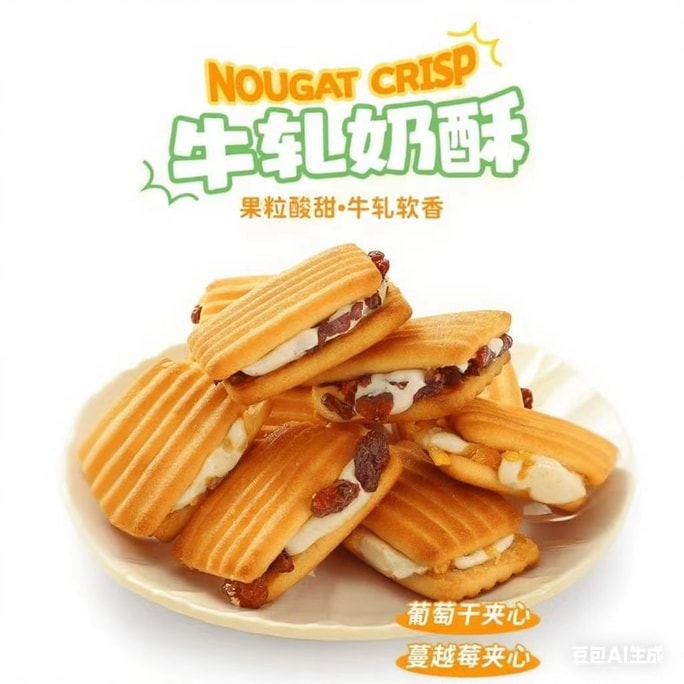 【中国直邮】 恰咩 夹心奶酥蔓越莓味200g*1盒