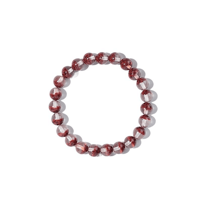 Grand Canal Crystal Double Color Bagua Natural Mineral Vermilion Hand String 0.8cm * 23 Pieces