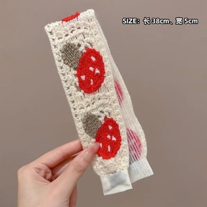 【中国直送】HSPM フレンチフローラルニットヘッドバンド 洗顔・ヘアアイロン・前髪留めに使える非圧縮ヘッドバンド ベルクロ付き ピンクチェリー+ベージュレッドストロベリー+ベージュマッシュルーム 3個パック