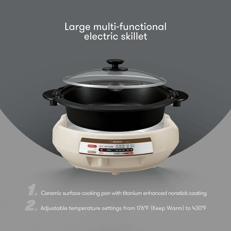 Gourmet Expert Electric Skillet & Hot Pot Light Grey EP-PBC10, 120 Volts 7