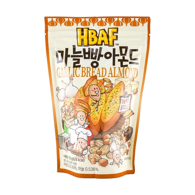 韩国HBAF芭蜂 蒜香烤面包杏仁 120g【超人气坚果零食】