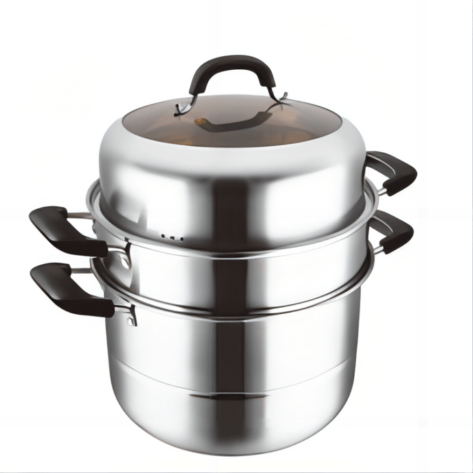 Qing Exhibition 32cm Outer Diameter Triple Bottom Steaming and Cooking Pot
