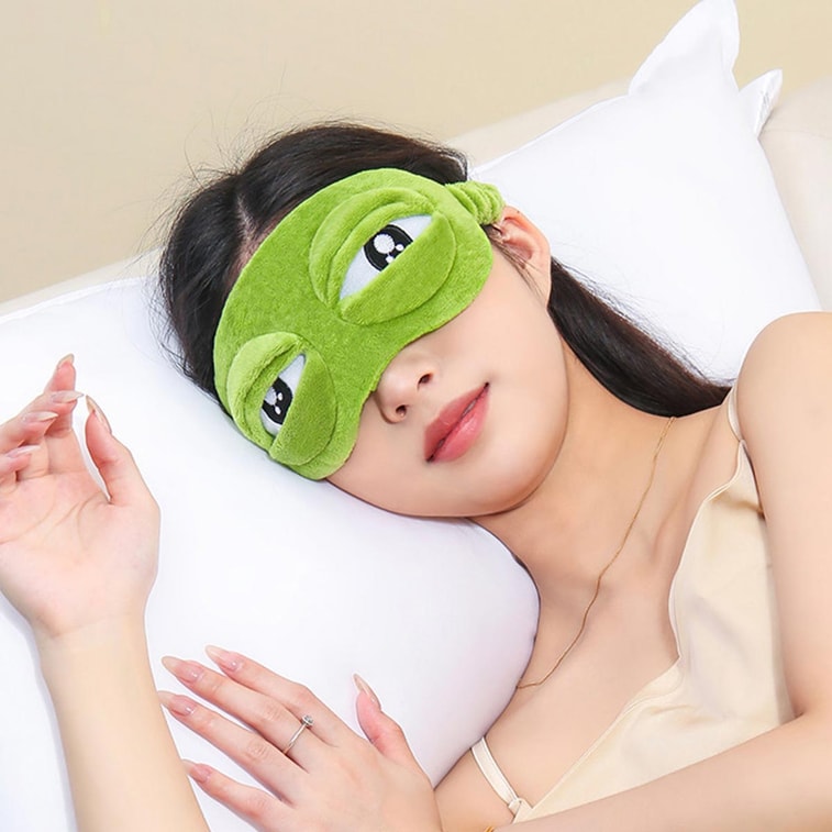 Eye-Care Funny Sad Frog Special Sleep Eye Mask for Light Blocking Frog Elastic Band Style + Earplugs F 1Piece 6