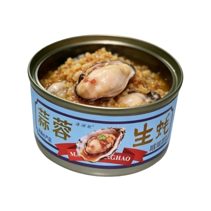 Garlic Oyster Canned Ready-to-Eat Fresh Oyster Meat Snack for Drinking, Seafood Internet Celebrity Snack, 100g*1 Can