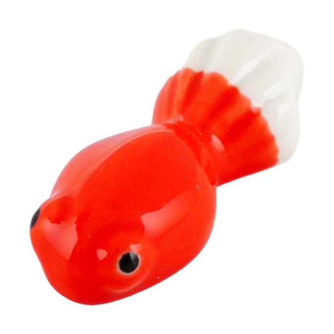 GOLDEN LION 日式陶瓷筷架 筷子立筷枕箸置 鮮紅金魚 5.6*2.3*1.8CM