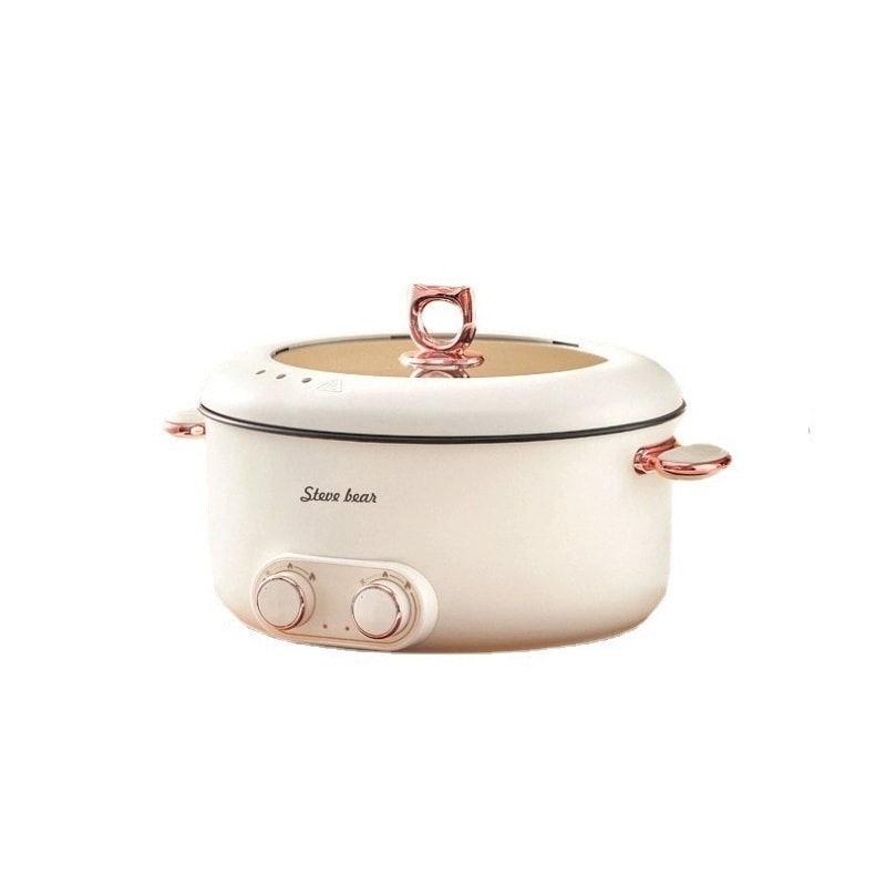 【中國直郵】 史迪熊 110v電鴛鴦鍋電火鍋家用電煮鍋一體大容量宿舍電炒鍋 6L 一個裝 白色