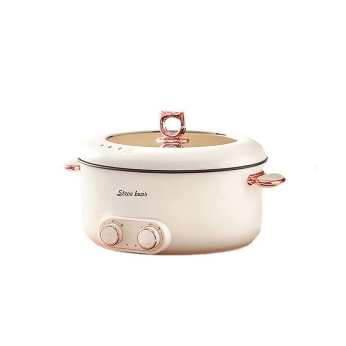 【中国直邮】 史迪熊 110v电鸳鸯锅电火锅家用电煮锅一体大容量宿舍电炒锅  6L 一个装 白色