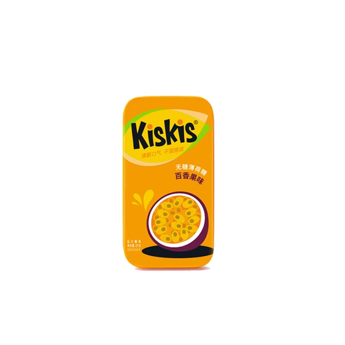 kiskis Sugar-free Mints On-the-go Portable Dating Kissing Fresh Breath Candy (Passion Fruit Flavor)21g*1 box