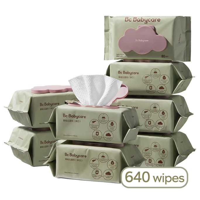 Bc Babycare Baby Wipes Natural Care Sensitive Baby Wet Wipes 80 Count/bag 8pack