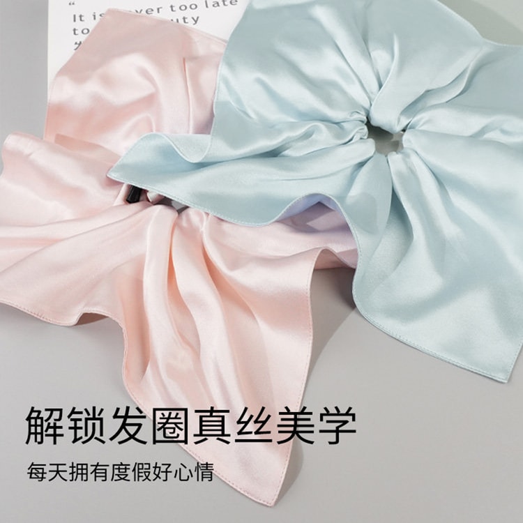 中国からの直送 HSPM シルクスクエアヘアゴム ラージサイズ スクエア型 髪に快適 桑シルク製 19匁 シルバーグレー 1個