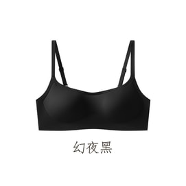 Freego 低领细肩带粉底液一片式无痕内衣小胸聚拢低胸方领薄款文胸 幻夜黑  M码 (建议34/75AB)1件装