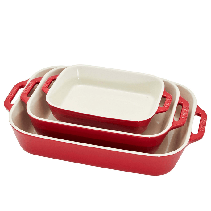 STAUB Ceramic Rectangular Baking Dish Set 3-pc / Cherry
