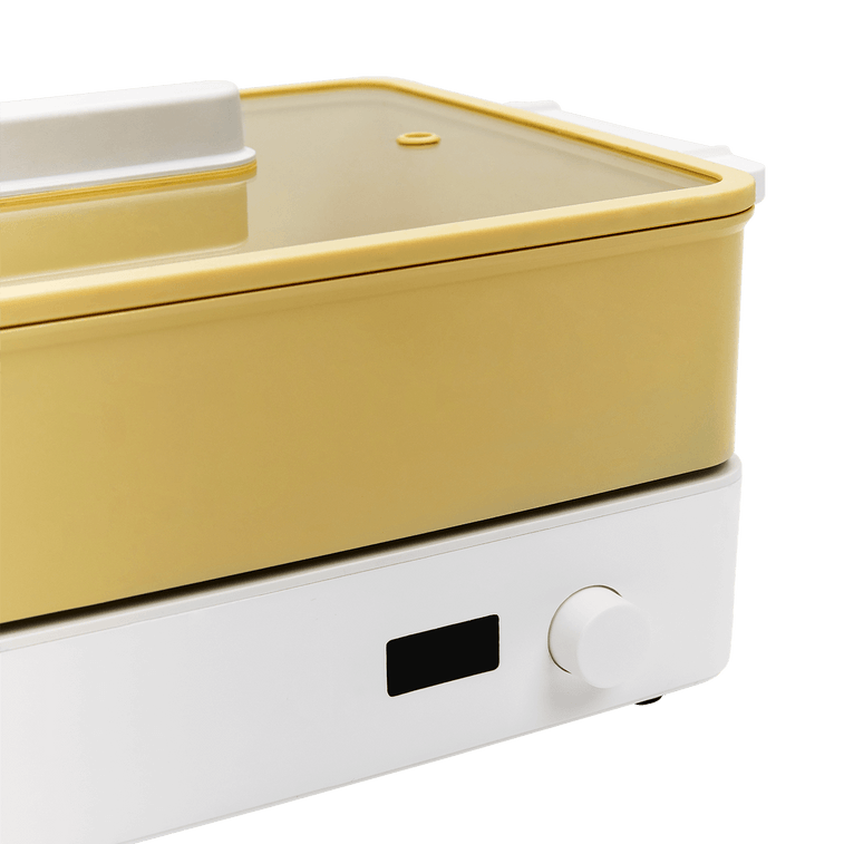 Doran Doran 3 in 1 Electric Skillet Multi Cooker Hot Pot Fryer Pan Griddle and Grill with Glass Lid Yellow 6