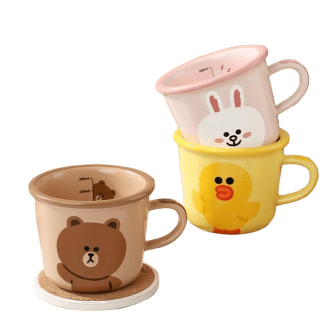 中国直送】日本 LINE FRIENDS ブラウンベア セラミックカップ かわいい