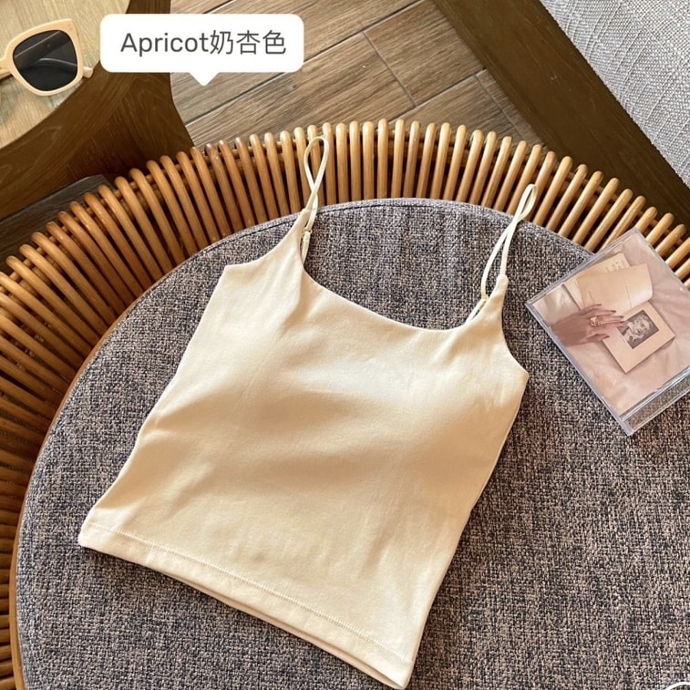 Solid colour camisole female self-bra padded fixed cups to cover secondary breasts black one size 1pc 4