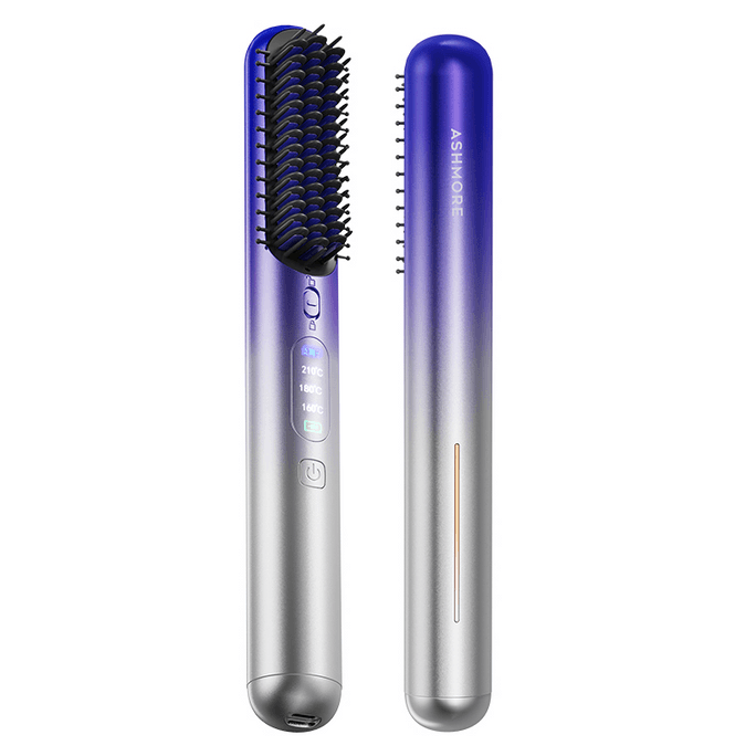 Wireless Negative Ion Straight Hair Comb Blue 1PC