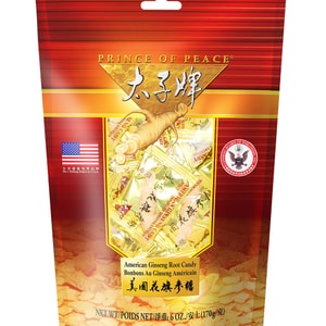 美國太子牌-花旗參糖 6 盎司 - 100% 純天然無咖啡因 草本養生糖果 亞洲滋補零食 派對節日分享糖 益氣提神 舒緩喉嚨