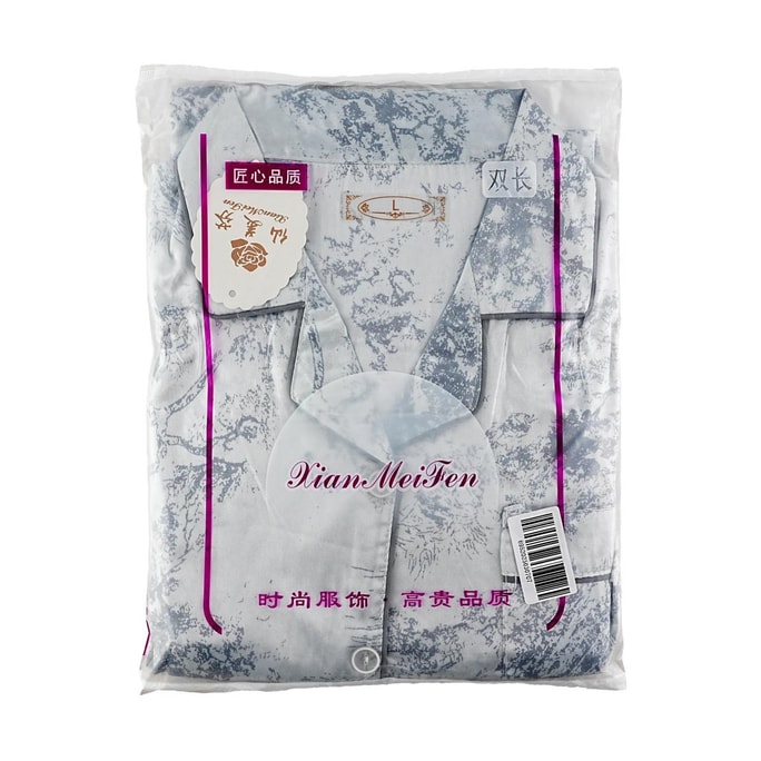 蒂仙兒 春秋冰絲睡衣家居服 水墨款 灰色 L碼