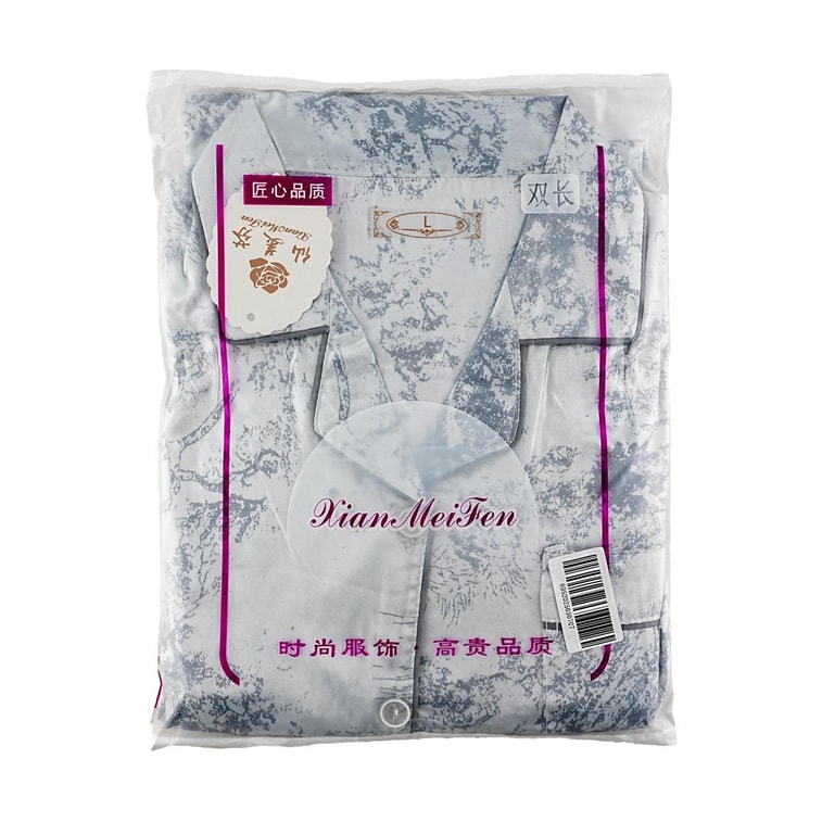 Ti Xian'er Spring/Autumn Ice Silk Pajamas Ink Wash Design Gray Size L 4