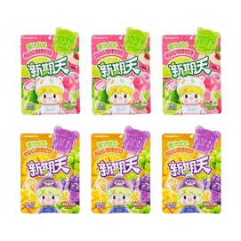 POPMART Mini Stick Grape Mango Flavor +Peach Kumquat Flavor Jelly Gummy Candy3 oz*6【6 Packs】【Anime Finds】