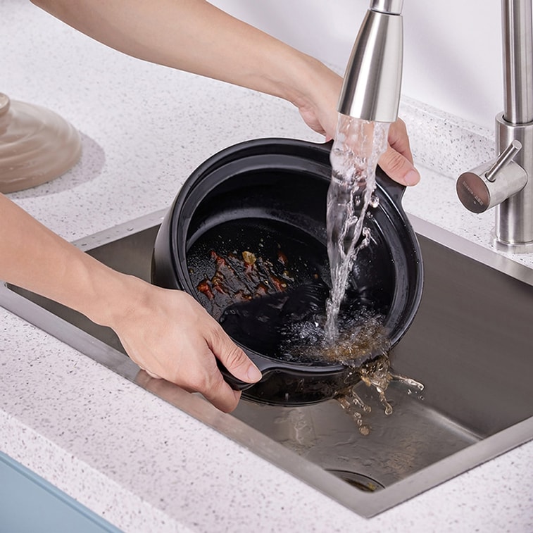 BEAR小熊 家用燃气灶宽口浅汤煲砂锅 陶瓷汤锅炖锅 焖煮炖多用砂煲 滋味煲 奶油蓝 3.5L CP-G0023-P01 3