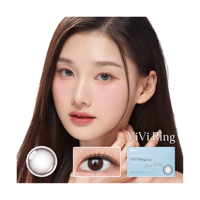[중국 직송] 한국산 O-LENS VIVIRING [디어그레이] 그레이 컬러 콘택트렌즈 (월간 일회용) 소구경 내추럴 2개입 -1.00(100)