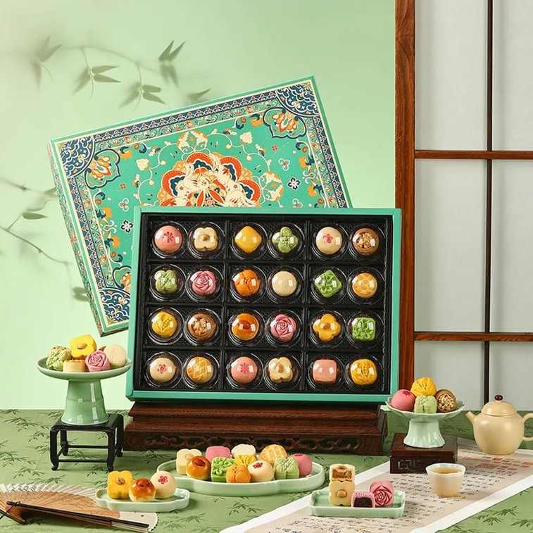 Tang Palace Culinary Record Mooncake Pastry Gift Box,24pieces 17.71 oz【Red Bean+Coconut Hazelnut+Cocoa+Lychee Pineapple】 - Image 2