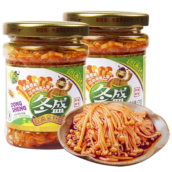 Spicy Chili Oil Enoki Mushrooms 175g | Premium Mushrooms & Authentic Spices | Irresistible Side Dish for Rice & Noodles