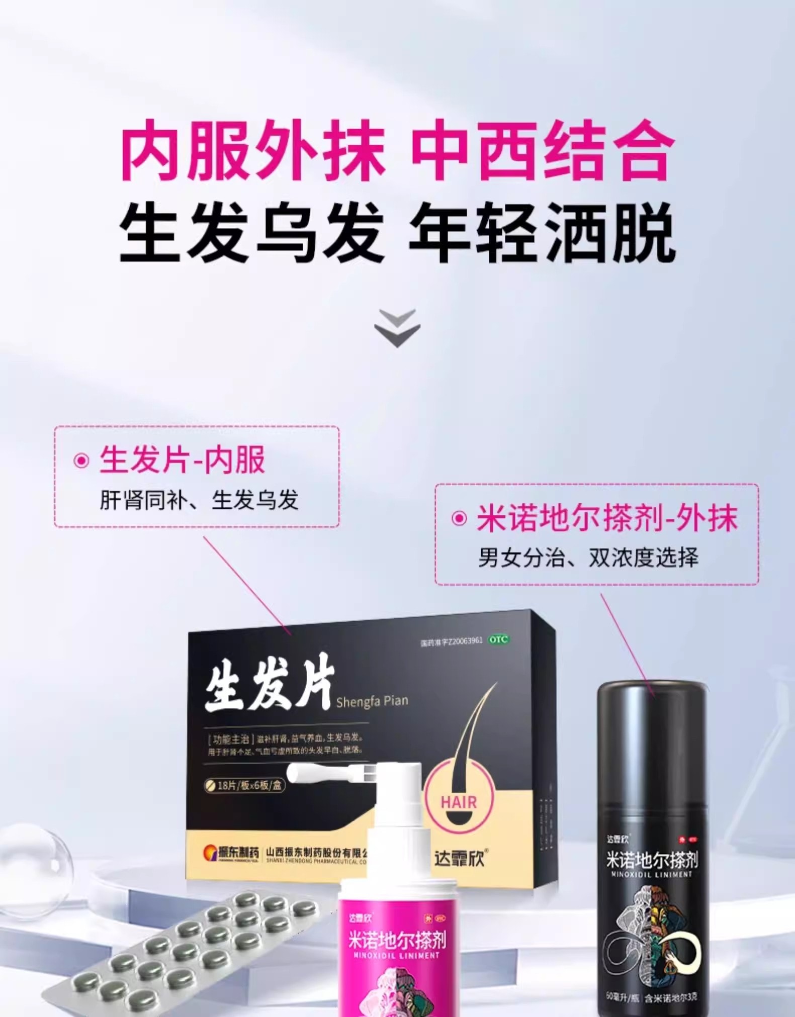 【中國直郵】 達霏欣 生髮片 何首烏養血生髮片補肝益腎斑禿防脫髮白髮 0.35g*108片/盒