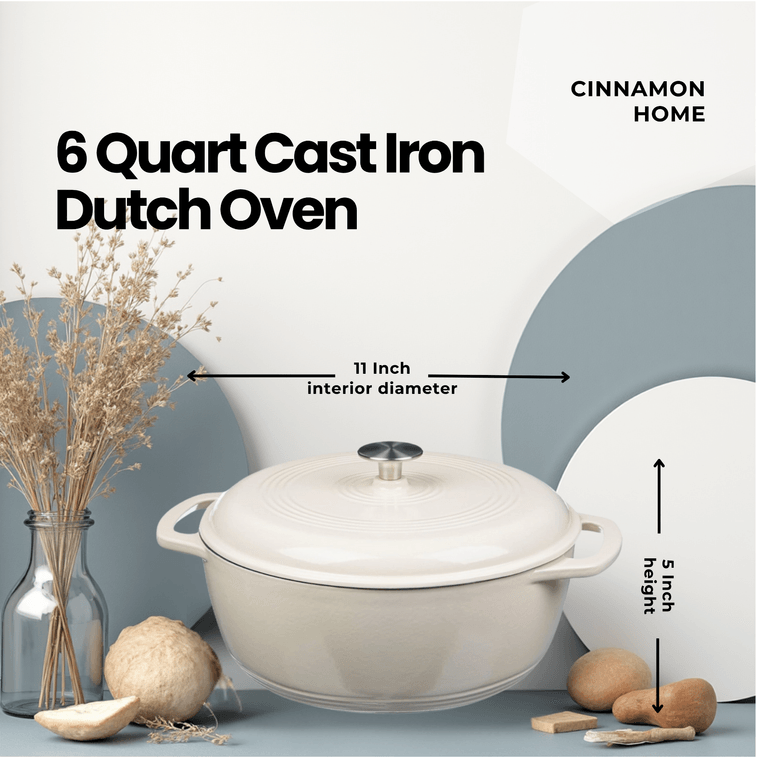 美国 西纳蒙 铸铁珐琅锅28cm (6QT) 奶油白 家用多功能炖盅焖烧煮炖煲锅 天然微压 细煮慢炖 不挑炉灶 5