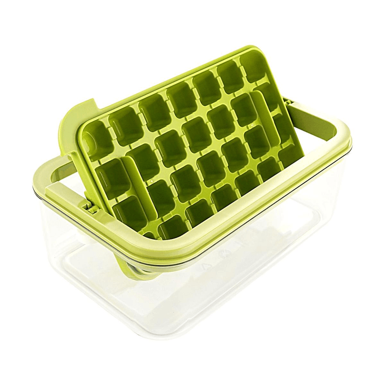 Large Ice Cube Tray Single Layer - Green 1pc【One-Touch Press Release Ice Maker Mold With Storage Bin】 7