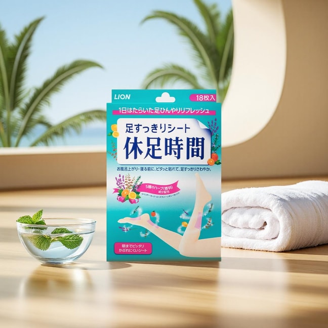 日本LION狮王 休足时间 清凉解压舒缓足贴 18枚入 *3【超值装】